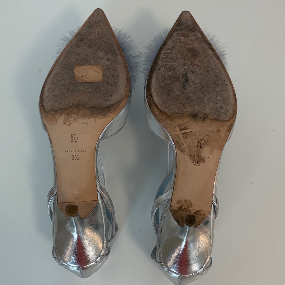 Frances Valentine Willow Mink Fluffy Pom Pom Heels - Picture 6 of 8